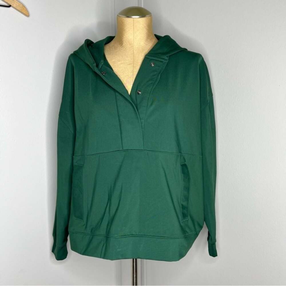 Lou & Grey Forest Green Snap Button Hoodie Size Medium